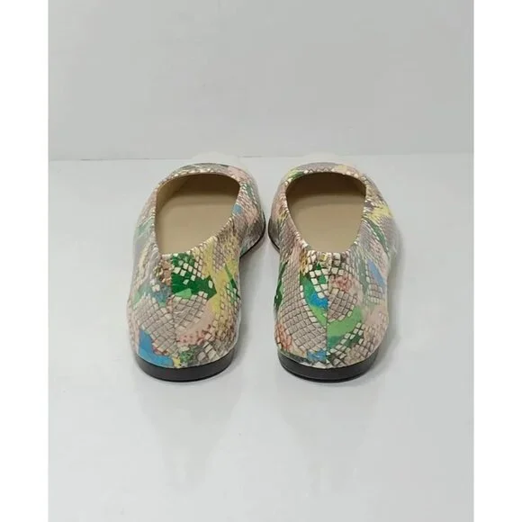 Jimmy Choo Cap-Toe Snakeskin-Embossed Leather Ballerina Flats size 37.5